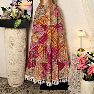 Bohemian Patchwork Maxi Skirt Size Medium New